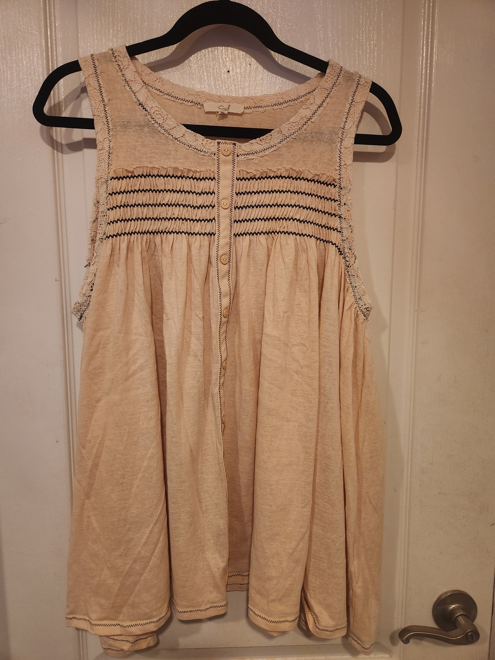 easel Cream Sleeveless Smocked Tunic Top